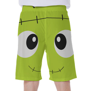 Cute Frankenstein Face Print Men's Beach Shorts