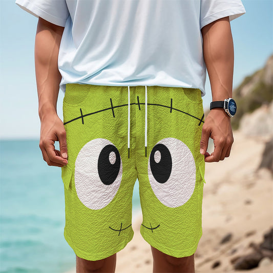 Cute Frankenstein Face Print Men's Cargo Shorts