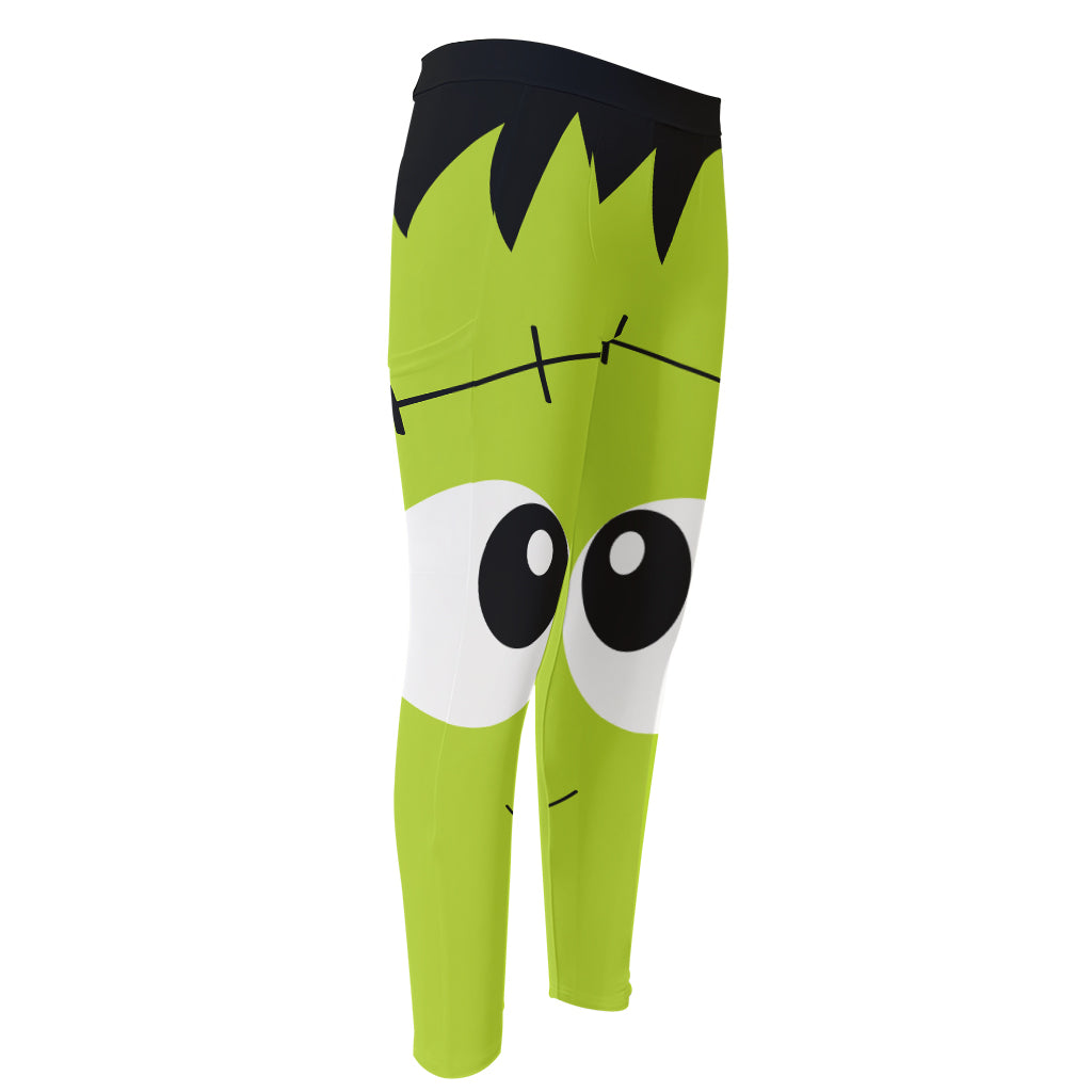 Cute Frankenstein Face Print Men's Compression Pants