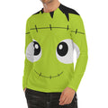 Cute Frankenstein Face Print Men's Long Sleeve Rash Guard