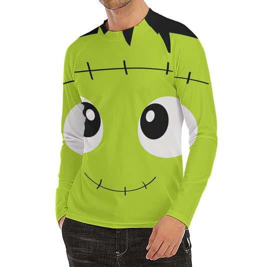 Cute Frankenstein Face Print Men's Long Sleeve Rash Guard