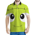 Cute Frankenstein Face Print Men's Polo Shirt