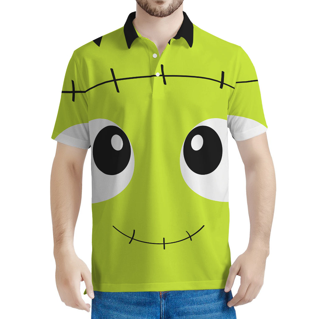 Cute Frankenstein Face Print Men's Polo Shirt