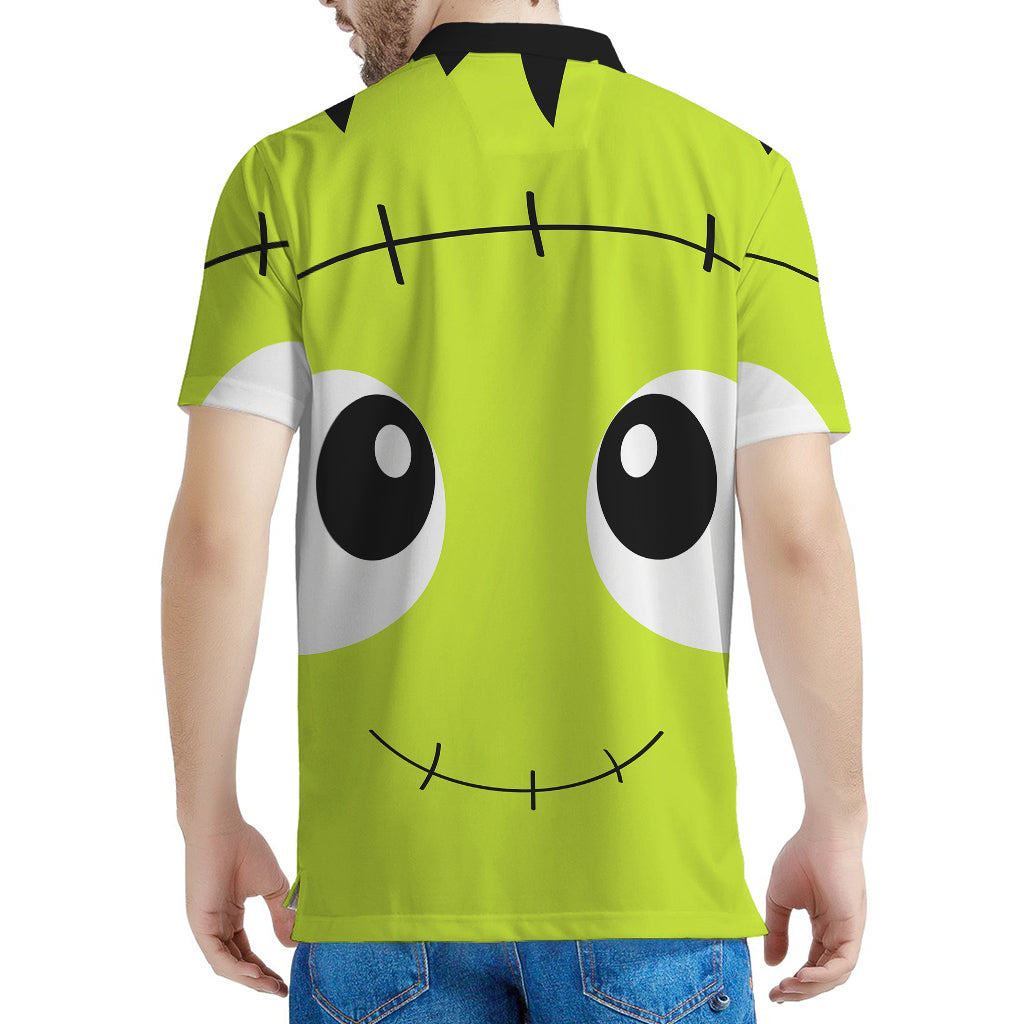 Cute Frankenstein Face Print Men's Polo Shirt