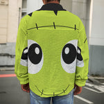 Cute Frankenstein Face Print Men's Shirt Jacket