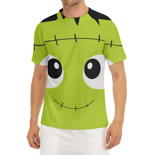 Cute Frankenstein Face Print Men's Short Sleeve Rash Guard
