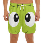 Cute Frankenstein Face Print Men's Split Running Shorts