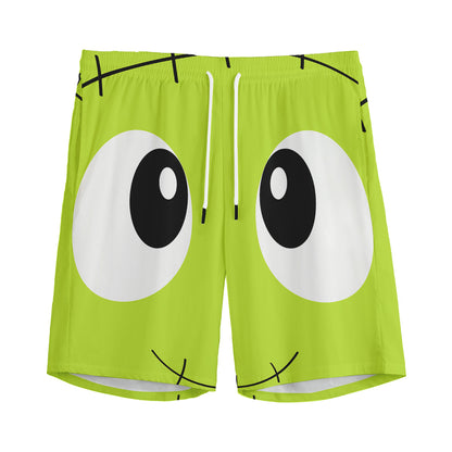 Cute Frankenstein Face Print Men's Sports Shorts