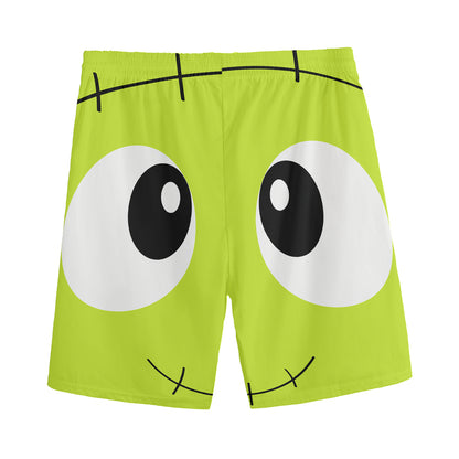 Cute Frankenstein Face Print Men's Sports Shorts