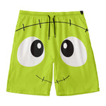 Cute Frankenstein Face Print Men's Swim Trunks