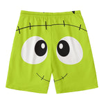 Cute Frankenstein Face Print Men's Swim Trunks