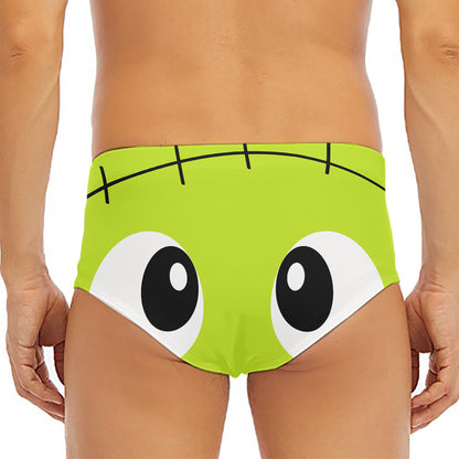 Cute Frankenstein Face Print Men's Triangle Swim Briefs