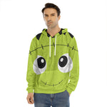 Cute Frankenstein Face Print Men's Velvet Pullover Hoodie