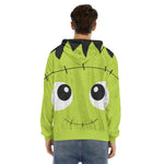 Cute Frankenstein Face Print Men's Velvet Pullover Hoodie
