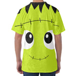 Cute Frankenstein Face Print Men's Velvet T-Shirt