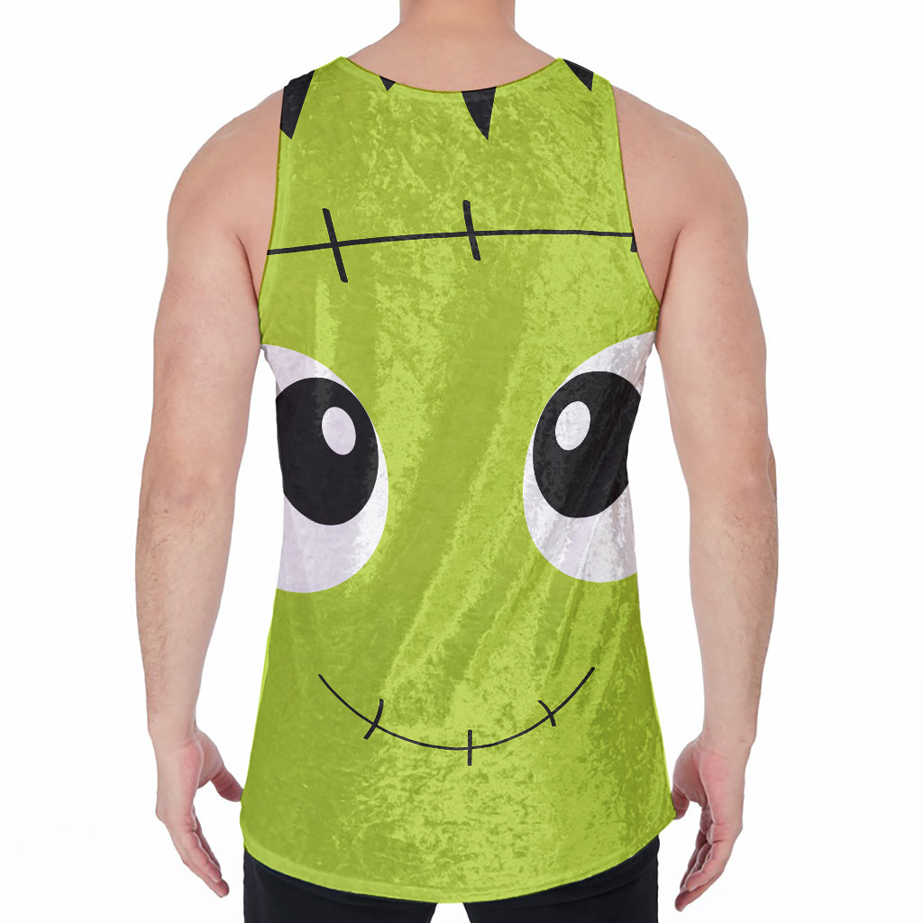 Cute Frankenstein Face Print Men's Velvet Tank Top