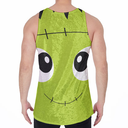 Cute Frankenstein Face Print Men's Velvet Tank Top