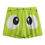 Cute Frankenstein Face Print Mesh Shorts