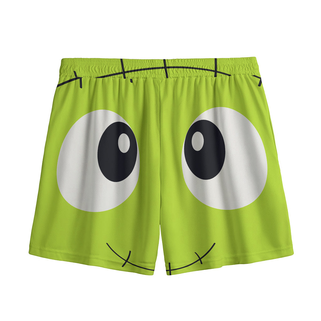 Cute Frankenstein Face Print Mesh Shorts