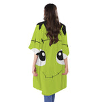 Cute Frankenstein Face Print Open Front Beach Cover Up