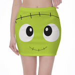Cute Frankenstein Face Print Pencil Mini Skirt
