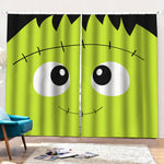 Cute Frankenstein Face Print Pencil Pleat Curtains