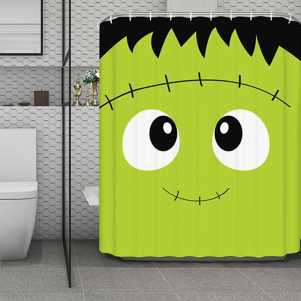 Cute Frankenstein Face Print Polyester Shower Curtain
