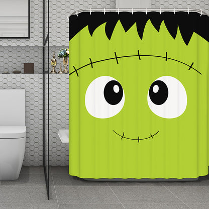 Cute Frankenstein Face Print Polyester Shower Curtain