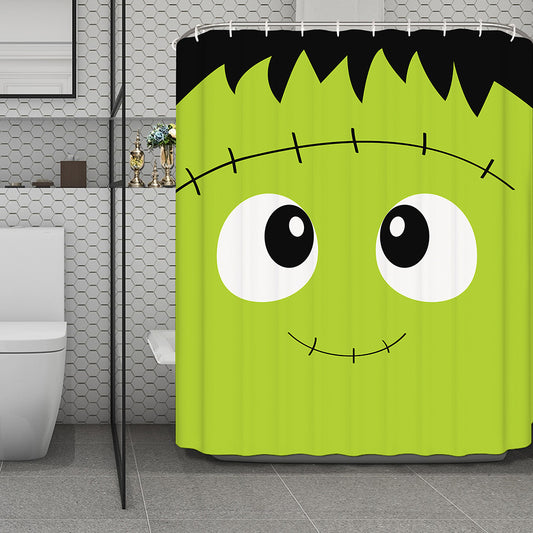 Cute Frankenstein Face Print Polyester Shower Curtain