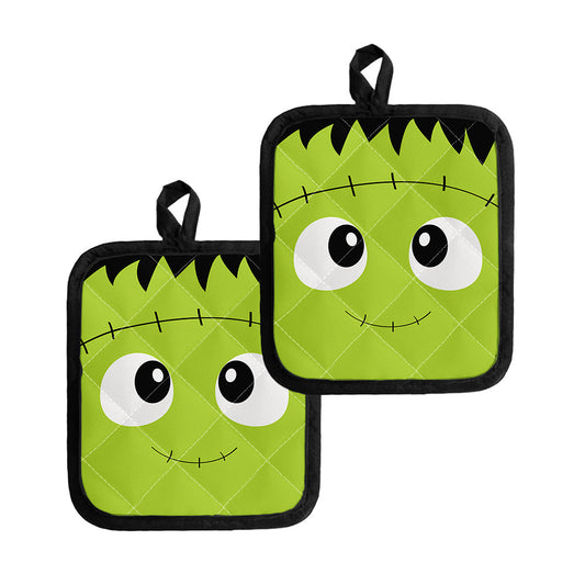 Cute Frankenstein Face Print Pot Holders