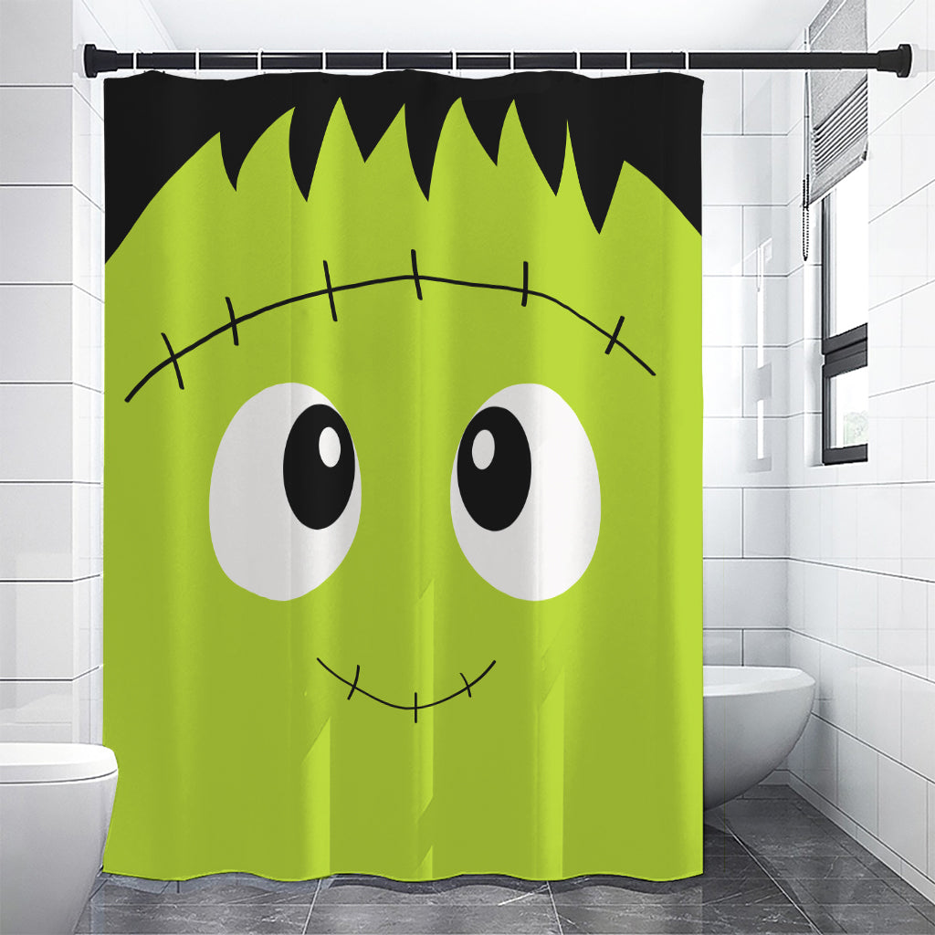 Cute Frankenstein Face Print Premium Shower Curtain