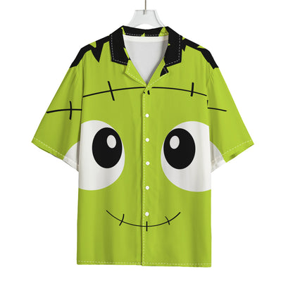 Cute Frankenstein Face Print Rayon Hawaiian Shirt