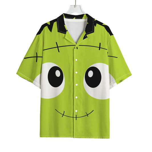 Cute Frankenstein Face Print Rayon Hawaiian Shirt
