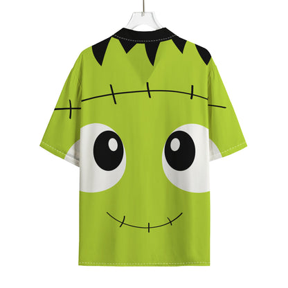 Cute Frankenstein Face Print Rayon Hawaiian Shirt