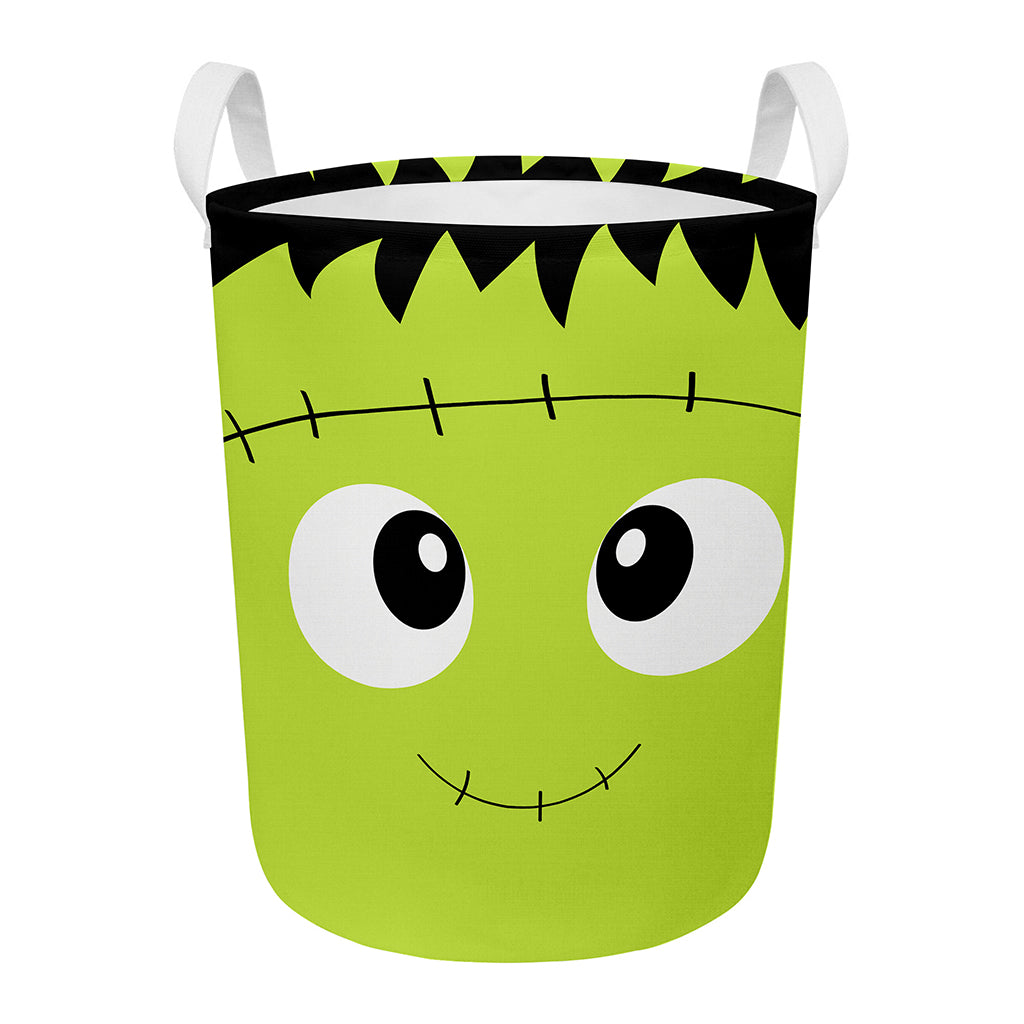 Cute Frankenstein Face Print Round Laundry Basket