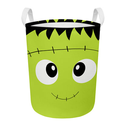 Cute Frankenstein Face Print Round Laundry Basket