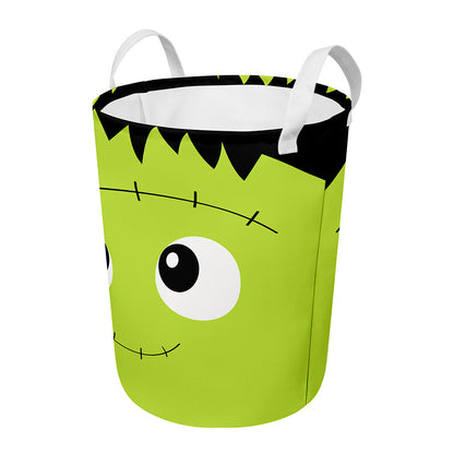 Cute Frankenstein Face Print Round Laundry Basket
