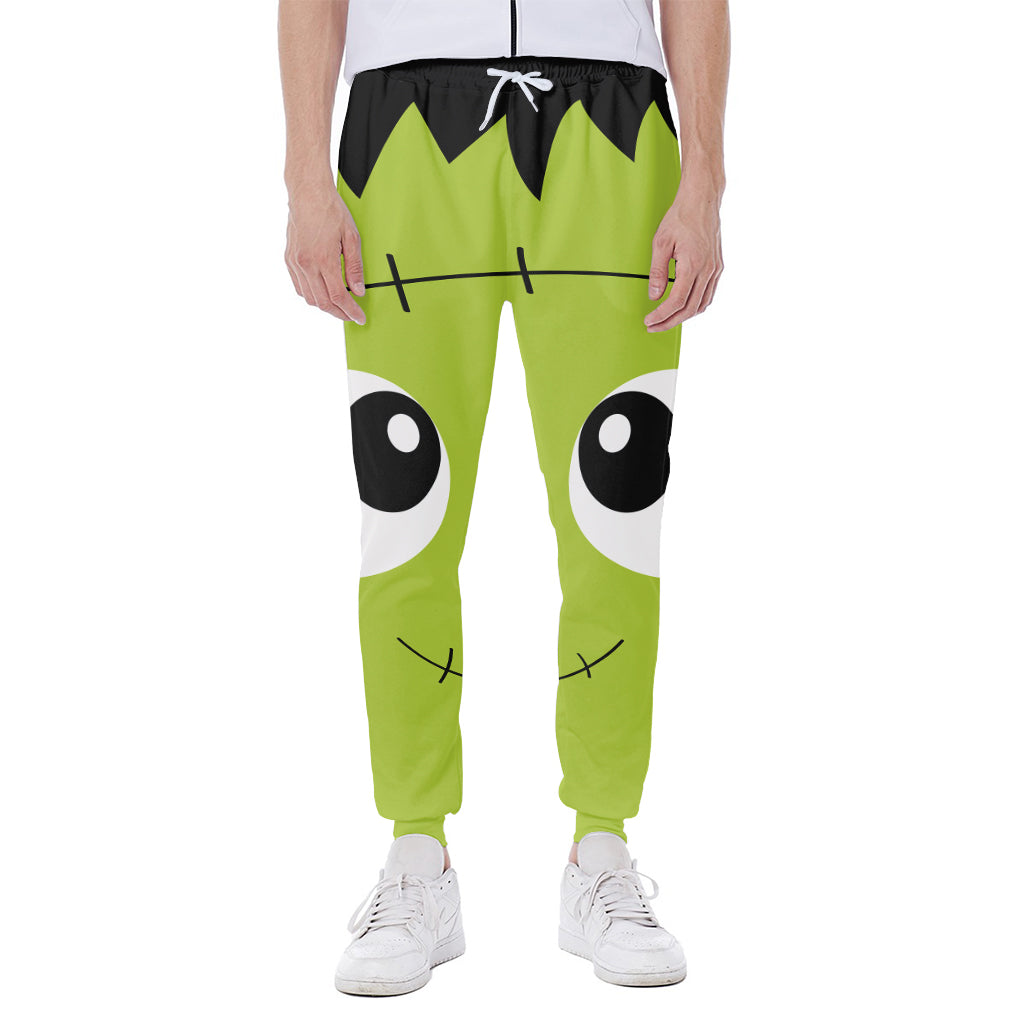Cute Frankenstein Face Print Scuba Joggers