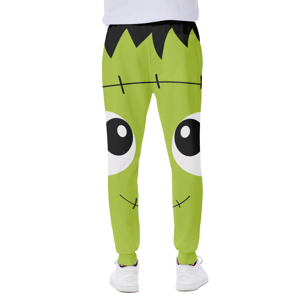 Cute Frankenstein Face Print Scuba Joggers