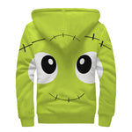 Cute Frankenstein Face Print Sherpa Lined Zip Up Hoodie