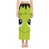 Cute Frankenstein Face Print Side Slit Maxi Skirt