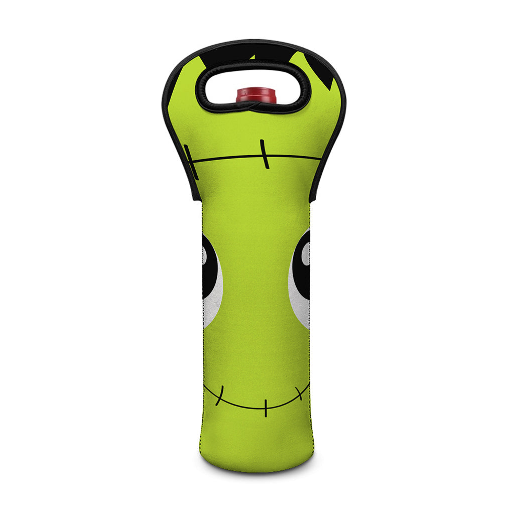 Cute Frankenstein Face Print Single Neoprene Wine Tote