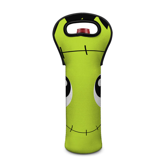 Cute Frankenstein Face Print Single Neoprene Wine Tote