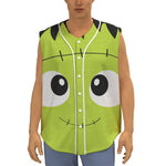 Cute Frankenstein Face Print Sleeveless Baseball Jersey