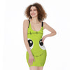 Cute Frankenstein Face Print Sleeveless Bodycon Dress