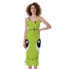 Cute Frankenstein Face Print Slim Fit Midi Cami Dress