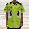 Cute Frankenstein Face Print Textured Short Sleeve Shirt