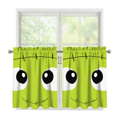 Cute Frankenstein Face Print Tier Curtains