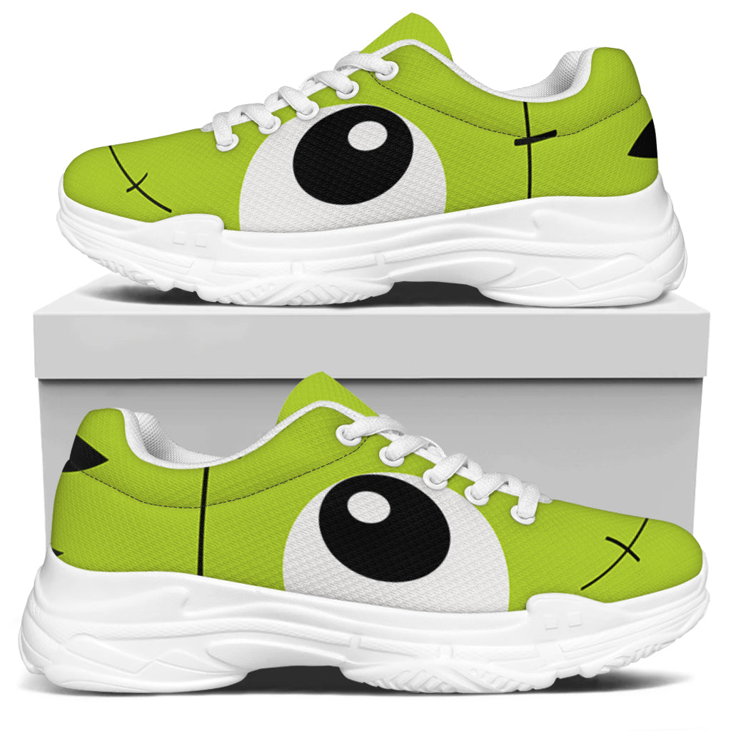 Cute Frankenstein Face Print White Chunky Shoes