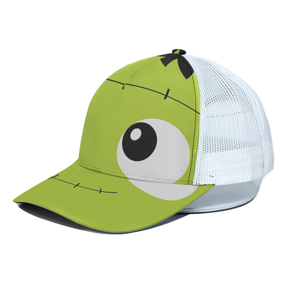 Cute Frankenstein Face Print White Mesh Trucker Cap